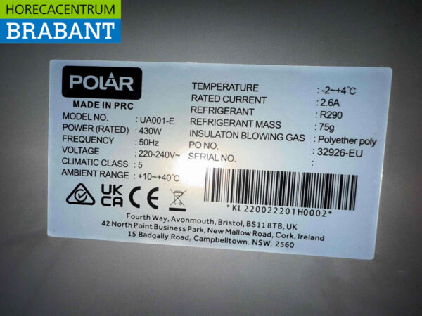 Polar UA001 Refrigerator Refrigerator 550 liters 230V Catering - Image 5