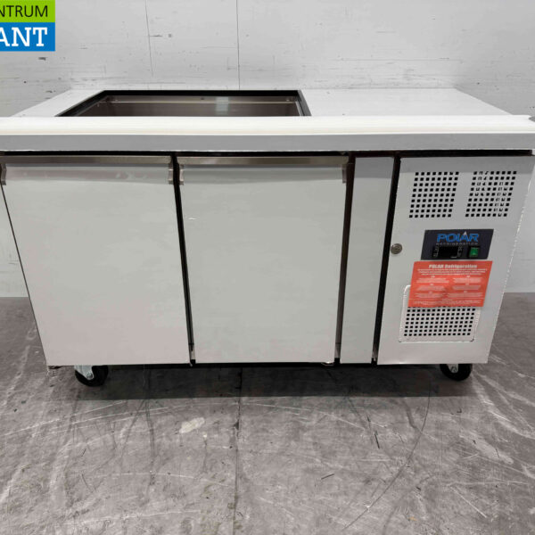 Polar CT393 stainless steel Refrigerated Workbench 2 doors 136 cm 230V Catering