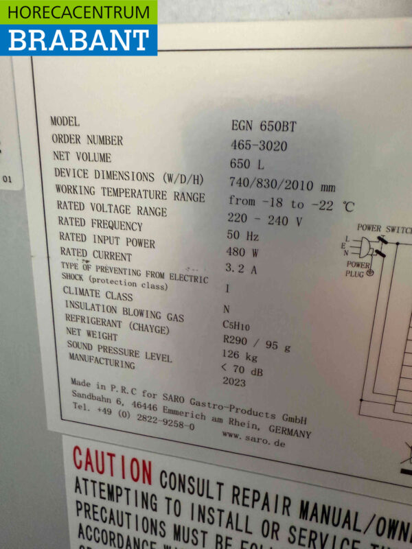 Stainless steel Saro Freezer 534 liters 230V Horeca (kopie) - Image 5