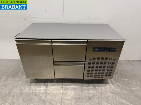 Stainless steel Rubbens Refrigerated Workbench 1 Door 2 Drawers 133 cm 230V Horeca