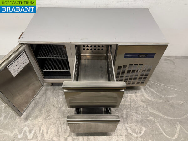Stainless steel Rubbens Refrigerated Workbench 1 Door 2 Drawers 133 cm 230V Horeca - Image 4