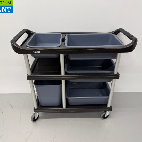 HCB Plastic clearing trolley clearing trolley 3 tiers with 5 bins 104 cm Catering