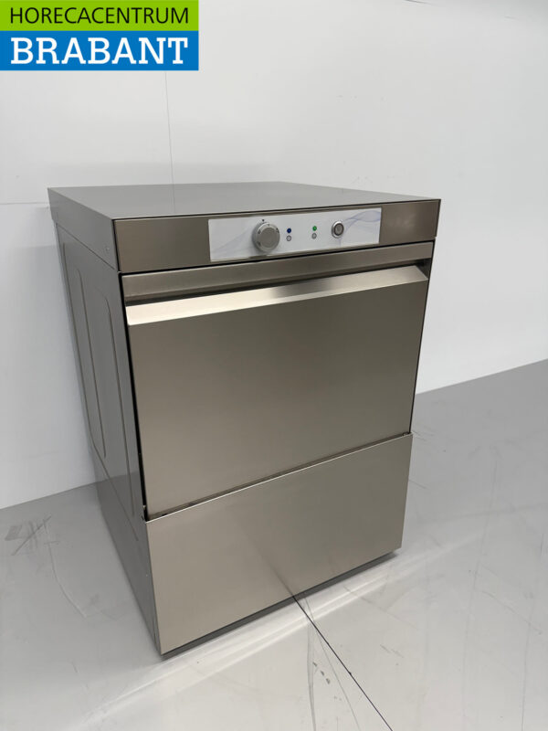 Stainless steel Asber Basic-line Dishwasher with drain pump and soap pumps 400V Horeca - Image 3