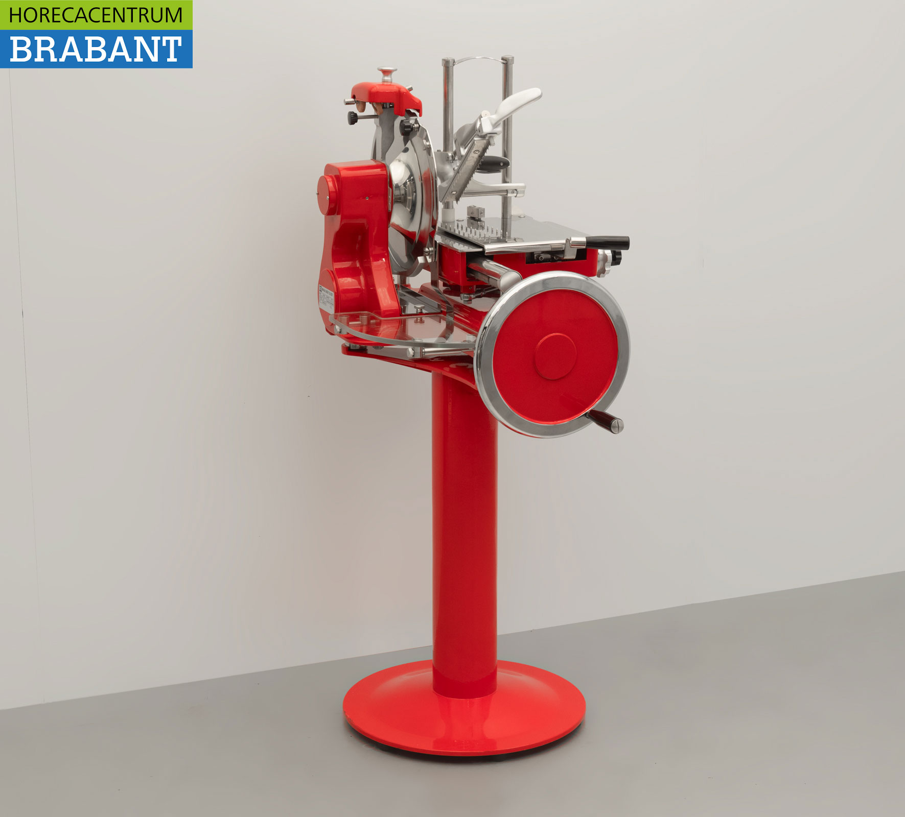 HCB Manual Flywheel Slicer 300 mm - Incl. Base - Red Catering Butchery
