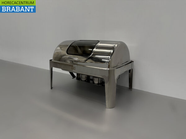 HCB Chafing Dish Rolltop stainless steel - Sight glass - 9 liters - 2 x 1/2 GN Horeca - Image 2