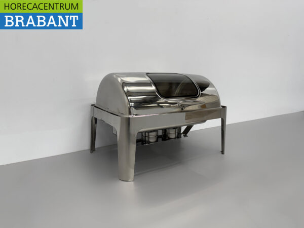 HCB Chafing Dish Rolltop stainless steel - Sight glass - 9 liters - 2 x 1/2 GN Horeca - Image 3
