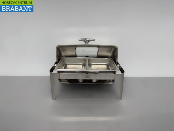 HCB Chafing Dish Rolltop stainless steel - Sight glass - 9 liters - 2 x 1/2 GN Horeca - Image 4