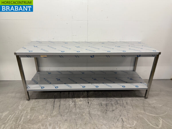 Stainless steel Worktable with undershelf 220 x 70 x 90.5 cm Horeca