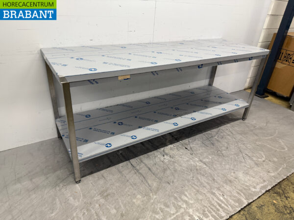 Stainless steel Worktable with undershelf 220 x 70 x 90.5 cm Horeca - Image 3