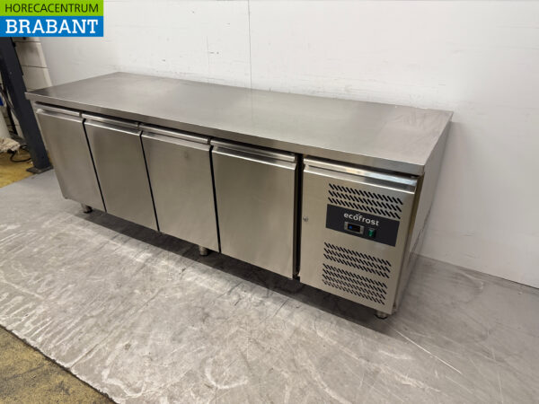 Stainless steel Ecofrost Refrigerated Workbench 4 Doors 223 cm 230V Catering - Image 2