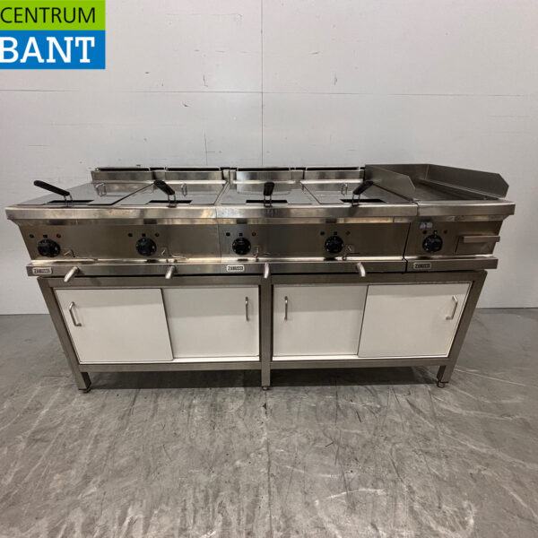 Stainless steel Zanussi Baking line 2 x Double Fryer 12 liter and Frying Plate 400V Catering