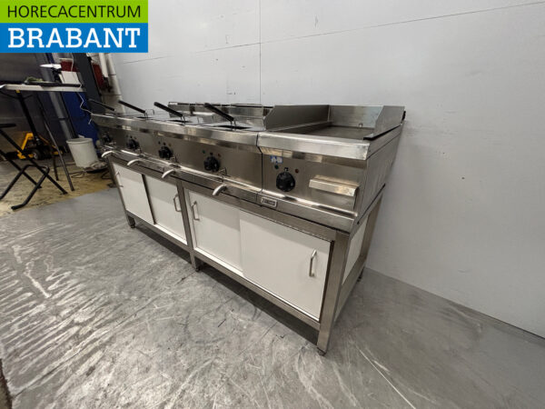 Stainless steel Zanussi Baking line 2 x Double Fryer 12 liter and Frying Plate 400V Catering - Image 3