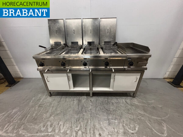 Stainless steel Zanussi Baking line 2 x Double Fryer 12 liter and Frying Plate 400V Catering - Image 4