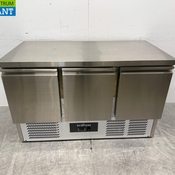 Stainless steel Ecofrost Refrigerated Workbench 3 doors 136,5 cm 230V Horeca