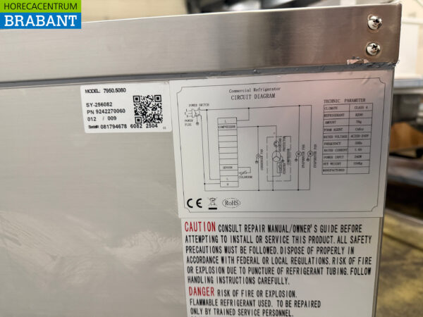Stainless steel Ecofrost Refrigerated Workbench 3 doors 136,5 cm 230V Horeca - Image 5