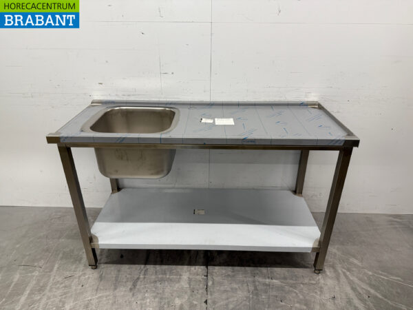 Stainless steel feeding table tbv pass through dishwasher 140 cm Horeca