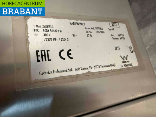 Stainless steel Zanussi Pass-through dishwasher with heat recovery 400V Horeca - Image 7