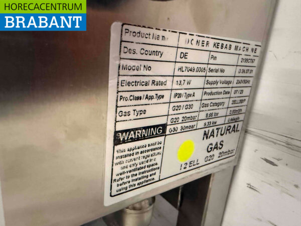 Stainless steel Combisteel Gyros Grill Donerergrill 3 burners Motor above Gas Catering - Image 6