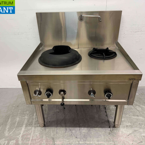 Stainless steel wok table wok stove 2 burners 36,7 kW 100 cm GAS Catering
