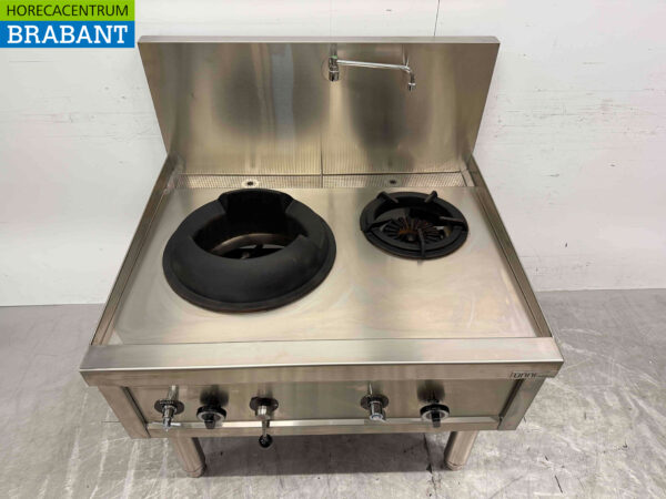 Stainless steel wok table wok stove 2 burners 36,7 kW 100 cm GAS Catering - Image 4