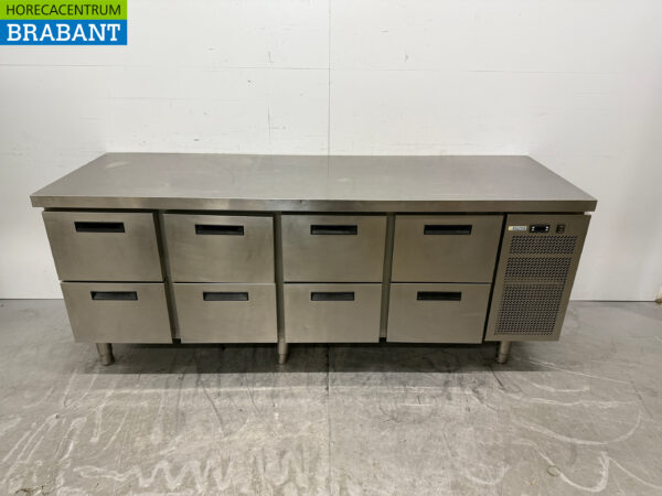 Stainless steel Afinox Refrigerated Workbench 8 drawers 218 cm 230V Horeca