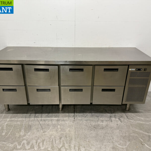Stainless steel Afinox Refrigerated Workbench 8 drawers 218 cm 230V Horeca