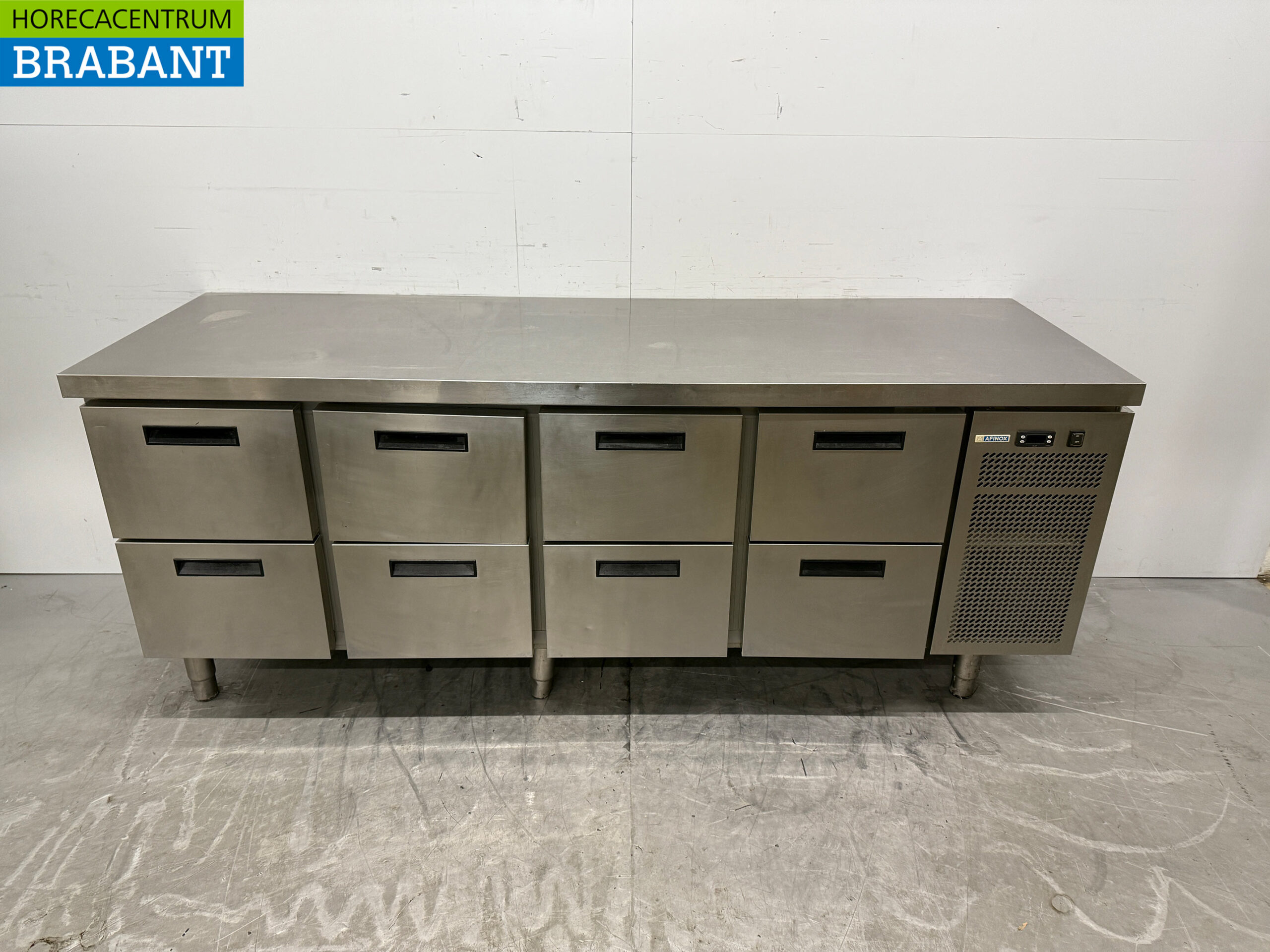Stainless steel Afinox Refrigerated Workbench 8 drawers 218 cm 230V Horeca