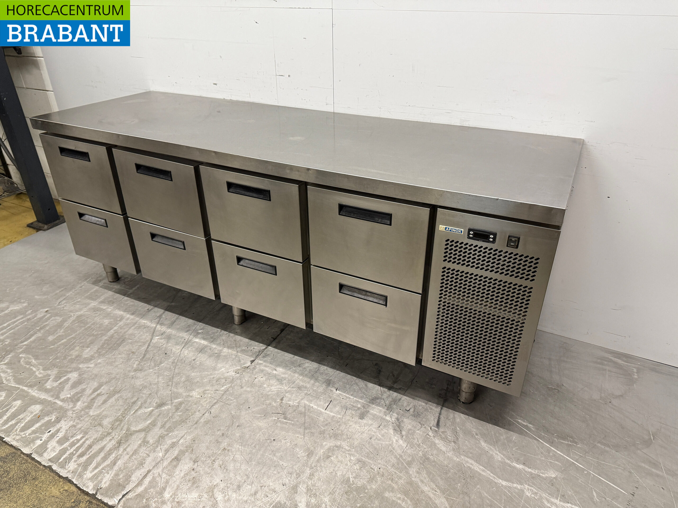 Stainless steel Afinox Refrigerated Workbench 8 drawers 218 cm 230V Horeca - Image 2