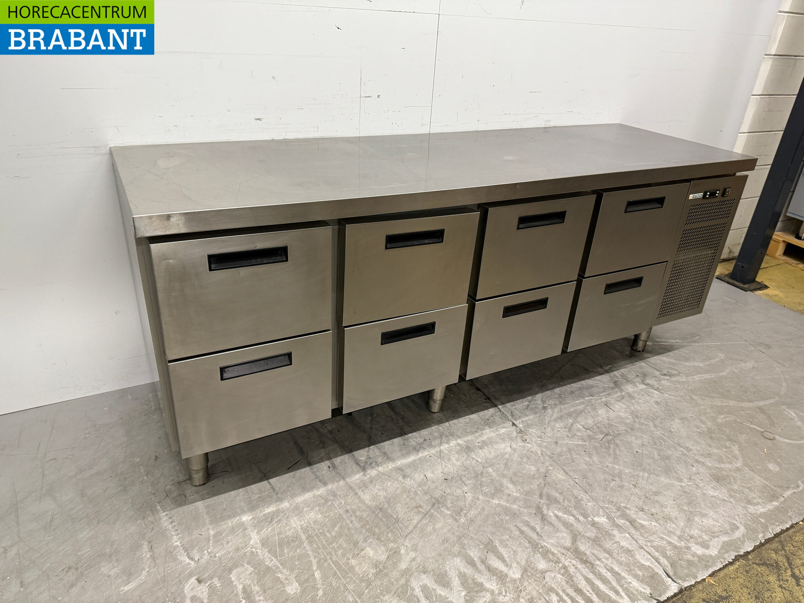 Stainless steel Afinox Refrigerated Workbench 8 drawers 218 cm 230V Horeca - Image 3