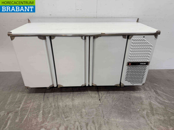 Stainless steel Polar Refrigerated Workbench 3 Doors 163 cm 230V Catering