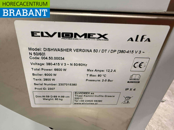 Stainless steel Alfa Vergina 50 Dishwasher with drain pump 400V Catering - Image 6