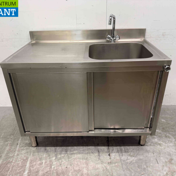 Stainless steel sink sink 2 sliding doors 120 cm Horeca