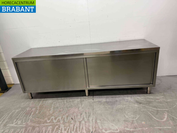 Stainless steel Work Cabinet Work Table 2 sliding doors 240 cm Catering