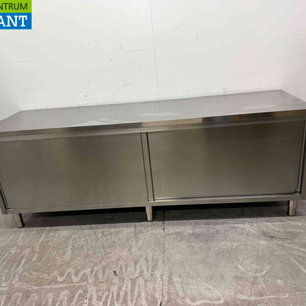 Stainless steel Work Cabinet Work Table 2 sliding doors 240 cm Catering