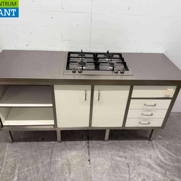 Stainless Steel Work Cupboard with 4 Burner Stove with Trespa Doors and Drawers 180 cm Horeca