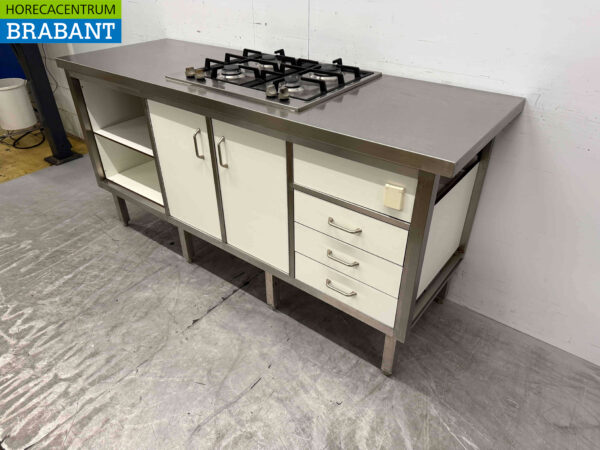 Stainless Steel Work Cupboard with 4 Burner Stove with Trespa Doors and Drawers 180 cm Horeca - Image 2
