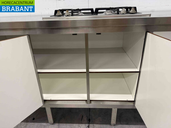 Stainless Steel Work Cupboard with 4 Burner Stove with Trespa Doors and Drawers 180 cm Horeca - Image 4