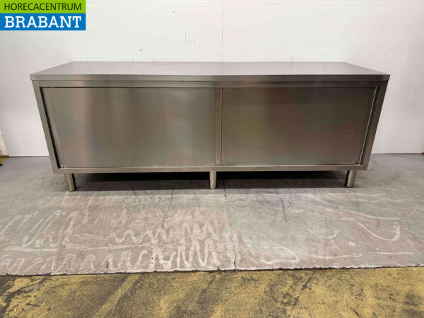 Stainless steel Work Cabinet Work Table 2 sliding doors 240 cm Catering (kopie)