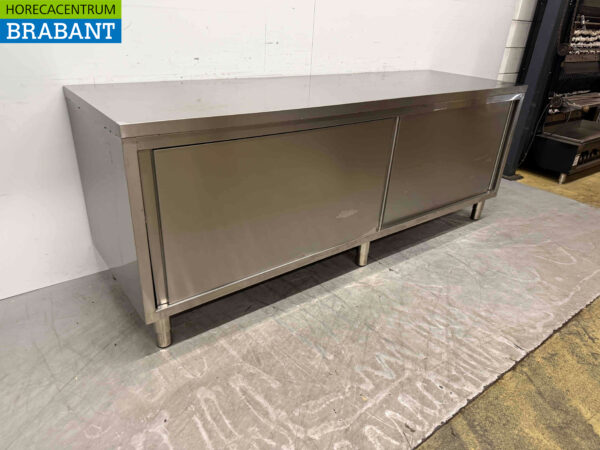 Stainless steel Work Cabinet Work Table 2 sliding doors 240 cm Catering (kopie) - Image 2