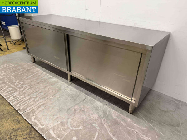Stainless steel Work Cabinet Work Table 2 sliding doors 240 cm Catering (kopie) - Image 3
