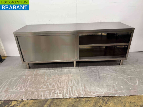 Stainless steel Work Cabinet Work Table 2 sliding doors 240 cm Catering (kopie) - Image 4