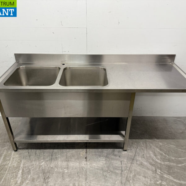 Stainless steel Sink Table Double Sinks 200 x 70 cm Catering