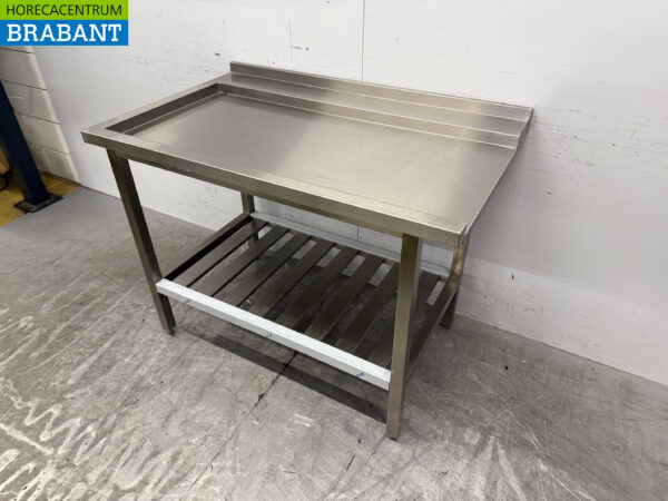 Stainless steel draining table tbv pass through dishwasher 120 cm Horeca - Image 2