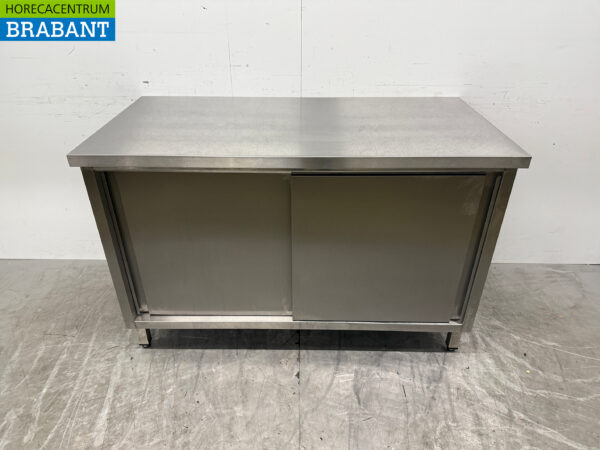 Stainless Steel Work Cabinet 2 Sliding Doors 120 cm Catering