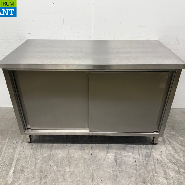 Stainless Steel Work Cabinet 2 Sliding Doors 120 cm Catering