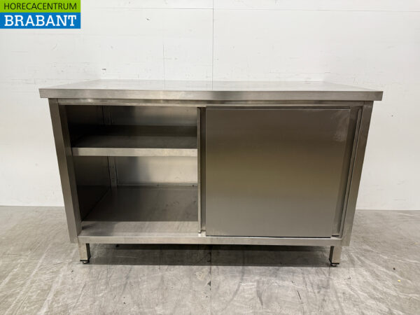 Stainless Steel Work Cabinet 2 Sliding Doors 120 cm Catering - Image 4