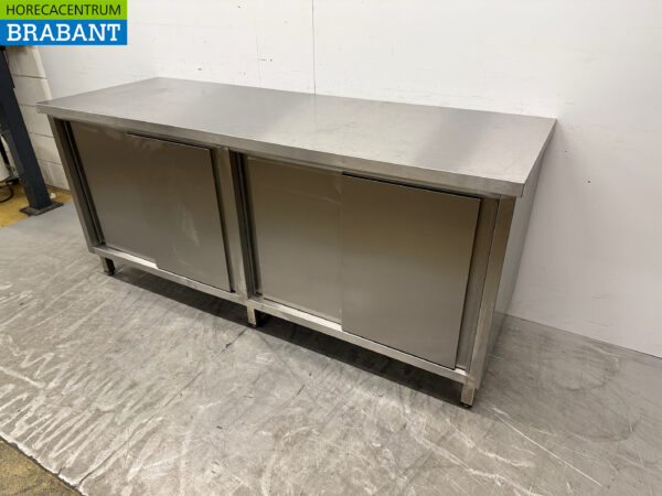 Stainless steel Work Cabinet 4 Sliding Doors 200 cm Catering - Image 2