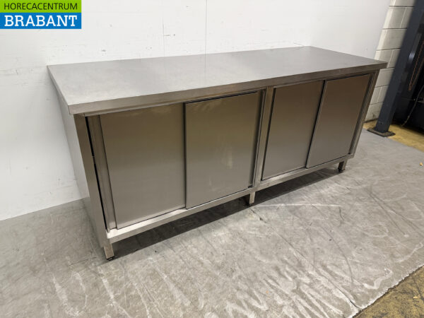 Stainless steel Work Cabinet 4 Sliding Doors 200 cm Catering - Image 3