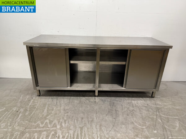 Stainless steel Work Cabinet 4 Sliding Doors 200 cm Catering - Image 4
