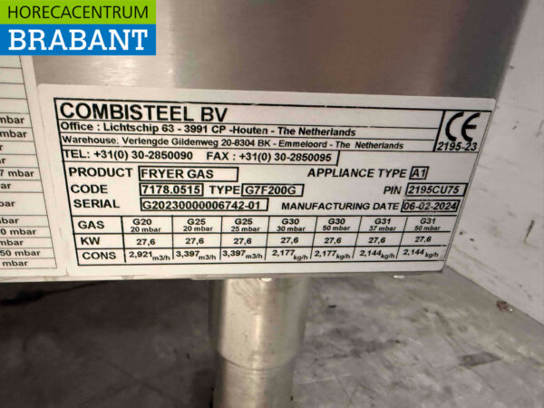 Stainless steel Combisteel Double Deep Fryer 2 x 15 Liter GAS Catering - Image 6